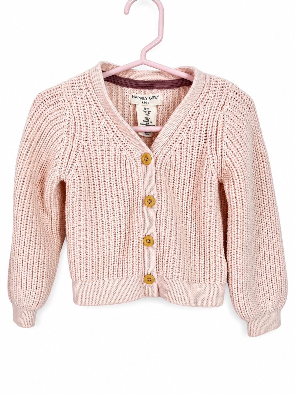 Happily Grey Kids Pink Knit Button Front Cardigan size 2T
